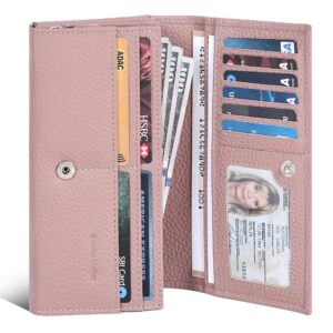 Ozora Handmade Bifold Premium Leather Slim Wallet with RFID Protection, Card Holders and ID Window for Women