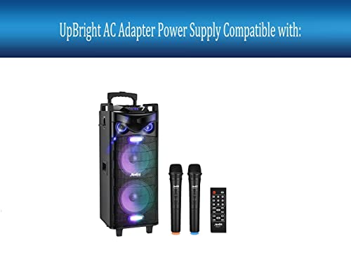 UpBright 15V AC/DC Adapter Compatible with Moukey MTs12-1 MTs210-1 12V 4.5Ah Lead-Acid Battery Karaoke Machine PA System Portable Bluetooth Speaker MTs121 MTs2101 15VDC 2A Power Supply Cord PS Charger