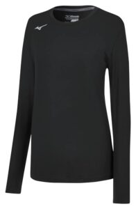 mizuno womens long sleeve attack tee shirt, black, xx-small