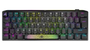 corsair k70 pro mini wireless rgb 60% mechanical gaming keyboard (fastest sub-1ms wireless, swappable cherry mx red keyswitches, aluminum frame, pbt double-shot keycaps) qwerty, na layout - black