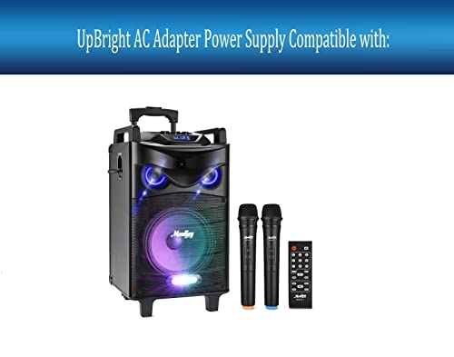 UpBright 15V AC/DC Adapter Compatible with Moukey MTs12-1 MTs210-1 12V 4.5Ah Lead-Acid Battery Karaoke Machine PA System Portable Bluetooth Speaker MTs121 MTs2101 15VDC 2A Power Supply Cord PS Charger