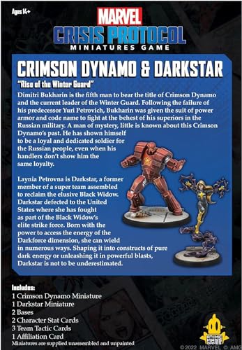 Atomic Mass Games Marvel: Crisis Protocol Crimson Dynamo & Dark Star Character Pack - Winter Guard Heroes, Tabletop Superhero Game, Ages 14+, 2 Players, 90 Minute Playtime, Made