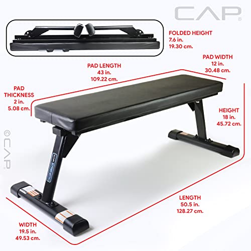 CAP Barbell Strength Premium Foldable Flat Bench, Black (FMIS-CS103F)