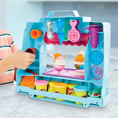 Play-Doh Kitchen Creations Ice Cream Truck Toy Playset for Kids, 20 Play Kitchen Accessories, 5 Colors, Preschool Toys for 3 Year Old Girls and Boys and Up