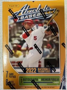 2022 panini absolute baseball value blaster box - 1 auto or relic per box - 42 trading cards