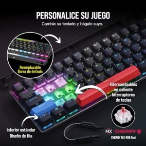 Corsair K70 PRO MINI WIRELESS RGB 60% Mechanical Gaming Keyboard (Fastest Sub-1ms Wireless, Swappable CHERRY MX Red Keyswitches, Aluminum Frame, PBT Double-Shot Keycaps) QWERTY, NA Layout - Black