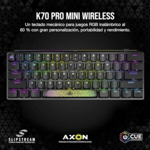 Corsair K70 PRO MINI WIRELESS RGB 60% Mechanical Gaming Keyboard (Fastest Sub-1ms Wireless, Swappable CHERRY MX Red Keyswitches, Aluminum Frame, PBT Double-Shot Keycaps) QWERTY, NA Layout - Black