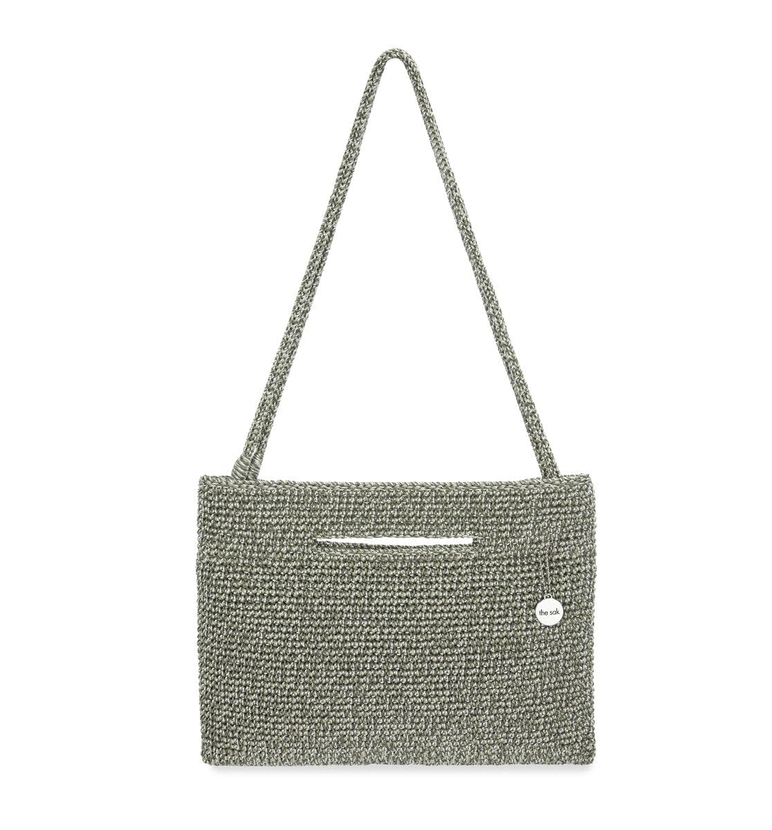 The Sak Linden 3-in-1 Convertible Crossbody Bag in Crochet, Adjustable & Removable Straps, Sage Static