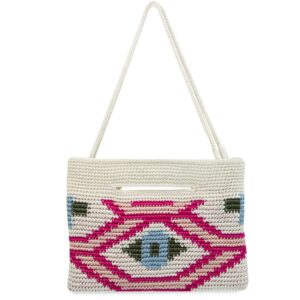 The Sak Linden Convertible Crossbody Bag in Crochet, Adjustable Multi Use Strap, Natural Senang