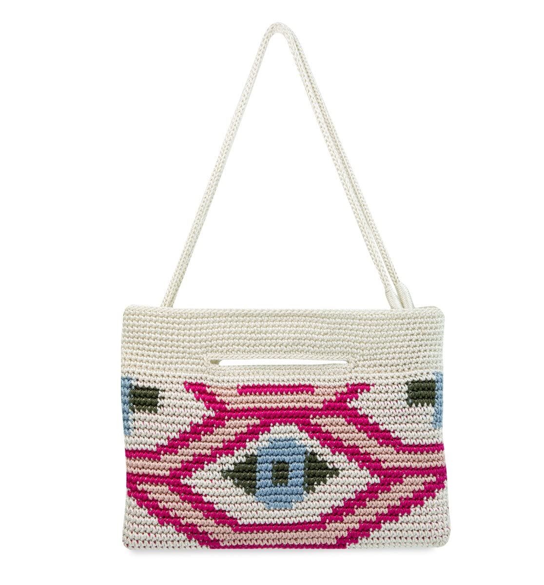 The Sak Linden Convertible Crossbody Bag in Crochet, Adjustable Multi Use Strap, Natural Senang