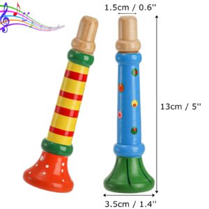 Lyellfe 10 Pieces Small Wooden Trumpet, Piccolo Flute for Kids, Music Sound Toys, Rhythm Musical Instrument, Early Education Develop for 3+ Year Age, Boys Girls, School