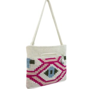 The Sak Linden Convertible Crossbody Bag in Crochet, Adjustable Multi Use Strap, Natural Senang