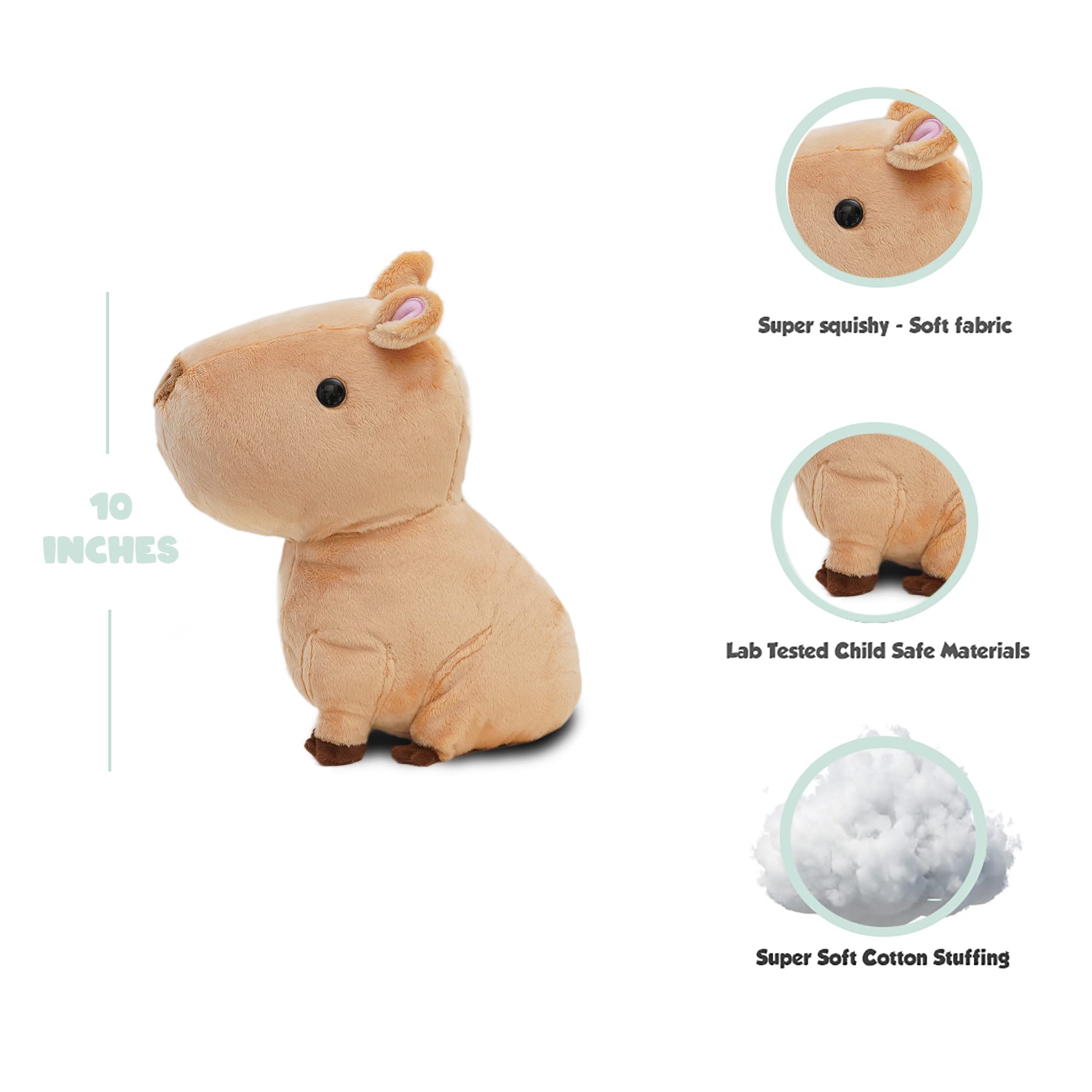 Avocatt Capybara Stuffed Plushie Toy - 10 Inches Stuffed Animal Plush - Plushy and Squishy Capybara with Soft Fabric and Stuffing - Cute Toy Gift for Boys and Girls