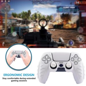 CHIN FAI Ergonomic Soft Grip Skin for PS5 Controller, Anti-Slip Silicone Controller Cover for PlayStation 5 Controller with 6 Thumb Grips Accessories Set (Clear Gray)