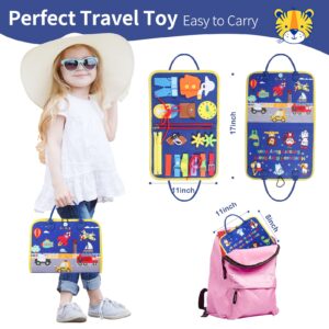 Busy Board for 1 2 3 4 Year Old Toddlers - Preschool Learning Activities Busy Book, Montessori Toys for Fine Motor Skills, Airplane Car Travel Essentials for Kids Boys Girls (Blue)