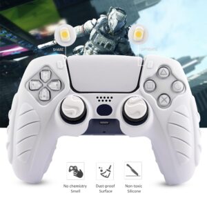 CHIN FAI Ergonomic Soft Grip Skin for PS5 Controller, Anti-Slip Silicone Controller Cover for PlayStation 5 Controller with 6 Thumb Grips Accessories Set (Clear Gray)