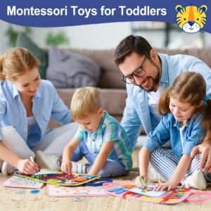 Busy Board for 1 2 3 4 Year Old Toddlers - Preschool Learning Activities Busy Book, Montessori Toys for Fine Motor Skills, Airplane Car Travel Essentials for Kids Boys Girls (Blue)