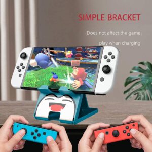 Busjoy Switch Stand Compatible with Nintendo Switch, Switch OLED, Steam Deck, Switch Lite, Cute Game Theme for Pokemon, Compact Portable Foldable Angle Switch Holder Non-Slip Bracket-Blue