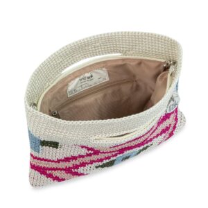 The Sak Linden Convertible Crossbody Bag in Crochet, Adjustable Multi Use Strap, Natural Senang