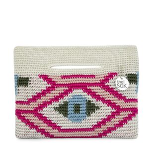 The Sak Linden Convertible Crossbody Bag in Crochet, Adjustable Multi Use Strap, Natural Senang