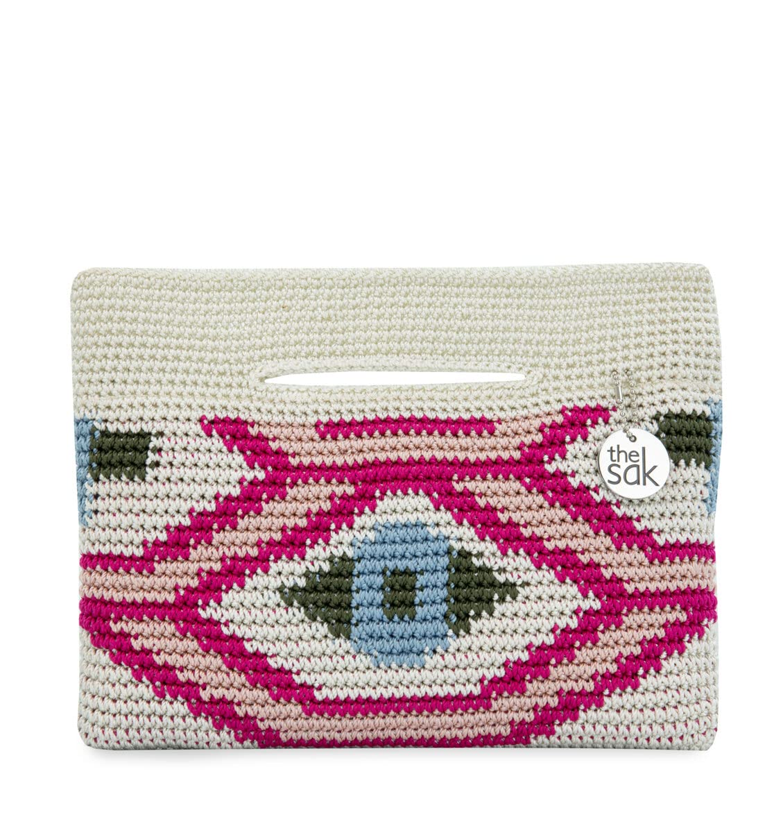 The Sak Linden Convertible Crossbody Bag in Crochet, Adjustable Multi Use Strap, Natural Senang