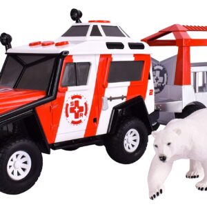 Sunny Days Entertainment Maxx Action Lights & Sounds Snow Vehicle with Trailer - Polar Bear Transport (320674)