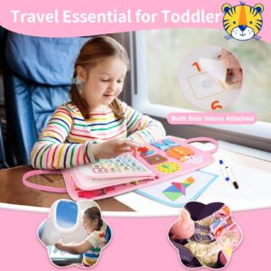 Busy Board Montessori Toys for 1 2 3 4 Year Old Toddlers Sensory Activity Busy Book for Fine Motor Skills, Airplane Car Travel Essentials for Kids Boys Girls