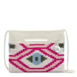 The Sak Linden Convertible Crossbody Bag in Crochet, Adjustable Multi Use Strap, Natural Senang