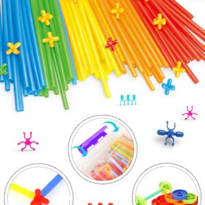 Straw Constructor Toy 600Pcs STEM Building Toys Set,Upgrade Interlocking Plastic Educational Toys Engineering Building Kit Safety Material Creativity Toy for 3-8 Years Boy and Girl Birthday Gifts