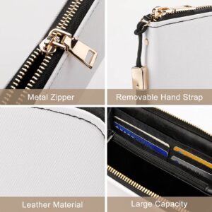 FunnyStar Black Watch Plaid Women's PU Leather Zip Around Wallets Handbag Cellphone Purse Card Holder With Wristlet Strap