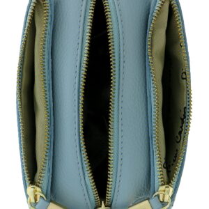 Pierre Cardin Light Blue Leather Small Structured Square Crossbody Bag for womens