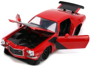 jada toys big time muscle 1:24 1971 chevy camaro z28 die-cast car red/black, toys for kids and adults