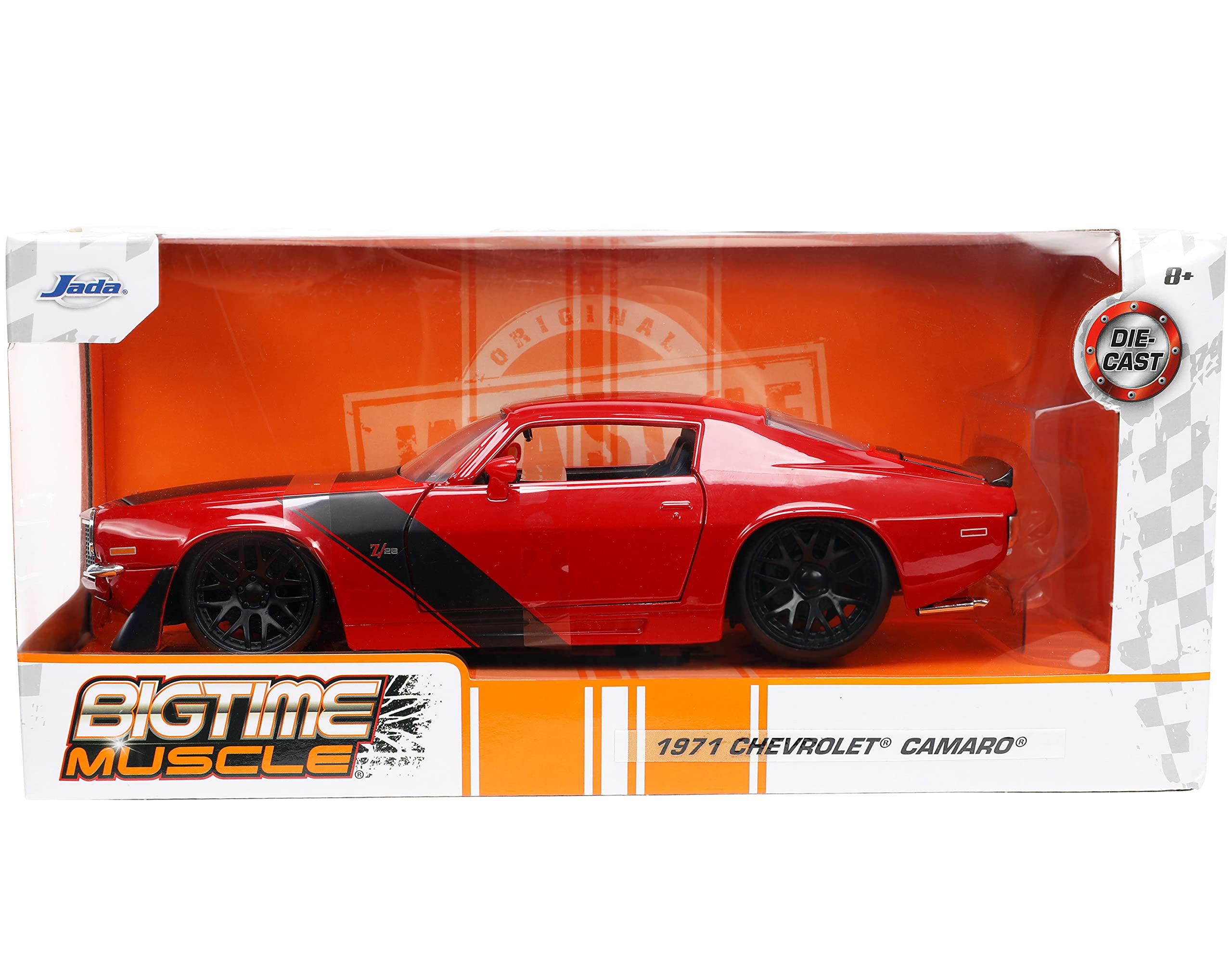 Jada Toys Big Time Muscle 1:24 1971 Chevy Camaro Z28 Die-cast Car Red/Black, Toys for Kids and Adults