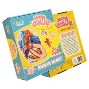 Human Heart Anatomy Floor Puzzle — Genius Games Doctor Livingston Jr Anatomy Toy - Kids Puzzles & Science Toys - Human Heart Anatomy Model - 100 Piece Jigsaw Puzzles for Kids, Toddlers, Teens