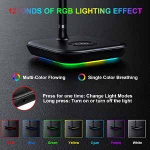 ALMAH RGB Gaming Headphone Headset Stand for Desk, PC Gaming Accessories, Headphone Headset Holder with 1 USB Charging Port, Suitable for All Earphone Accessories as Boyfriend, Son, Husband Gifts