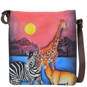 anna by anuschka womens anna anuschka hand painted women s genuine leather large flap crossbody african dusk, african dusk, one size us