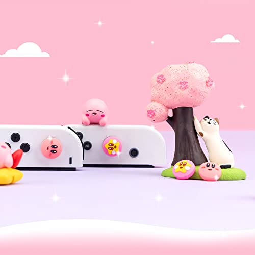 BelugaDesign Pink Puff Ball Switch Thumb Grips | Cute Anime Smash Star Allies Forgotten Land | Pastel Pink Button Joystick Caps | Compatible with Nintendo Switch Standard Lite OLED