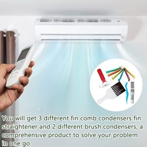 5 Pcs Air Conditioner Fin Cleaner Set 3 Different Ac Fin Comb Condenser Fin Straightener,2 Different Brush Condenser Ac Coil Cleaner Air Refrigerator Fin Cleaner Evaporator Radiator Repair Clean Tool