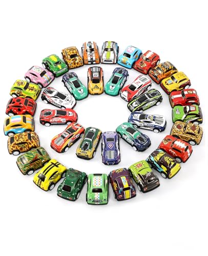 MONKLE 36 Pack Pull Back Cars, Friction Mini Toy Cars Fun Bulk Race Car Set for Kid Ages 3 4 5 6 Years Old, Boys and Girls Christmas Birthday Party Gifts, and Treasure Box Toys for Classroom