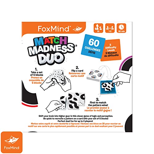 FoxMind Games: Match Madness Duo, The Matching Game for Fast Thinkers, Fast-Paced and Action-Packed, Pattern Recognition and Dexterity, Made for 2 Players, for Ages 8 and up