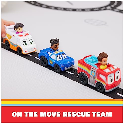 Disney Junior Firebuds, On The Move Rescue Team, 3 PK Diecast Metal Toy Car: Firetruck, Ambulance, and Police Car Kids Toys for Boys and Girls Ages 3+