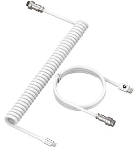 lexonelec gaming keyboard cable, usb-type c dual sleeve stable connection mechanical keyboard cable, 2.0m (0.66 ft.) with detachable metal flyer, not easy to knot for pc gamers(white)