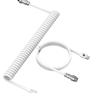 LexonElec Gaming Keyboard Cable, USB-Type C Dual Sleeve Stable Connection Mechanical Keyboard Cable, 2.0M (0.66 ft.) with Detachable Metal Flyer, Not Easy to Knot for PC Gamers(White)