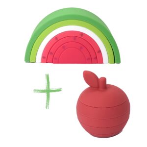 brushinbella silicone stackable toys - montessori silicone toys - toddler stackable montessori toys - dishwasher-safe educational toys - toddler silicone toys – sensory watermelon toys – 7 layers