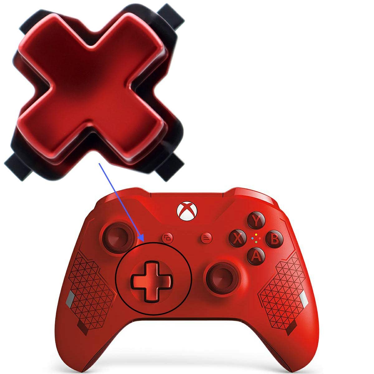 Deal4GO Directional D-Pad Button Plastic Replacement for Xbox one Controller Direction Arrow Control Buttons (Sport RED Special Edition)