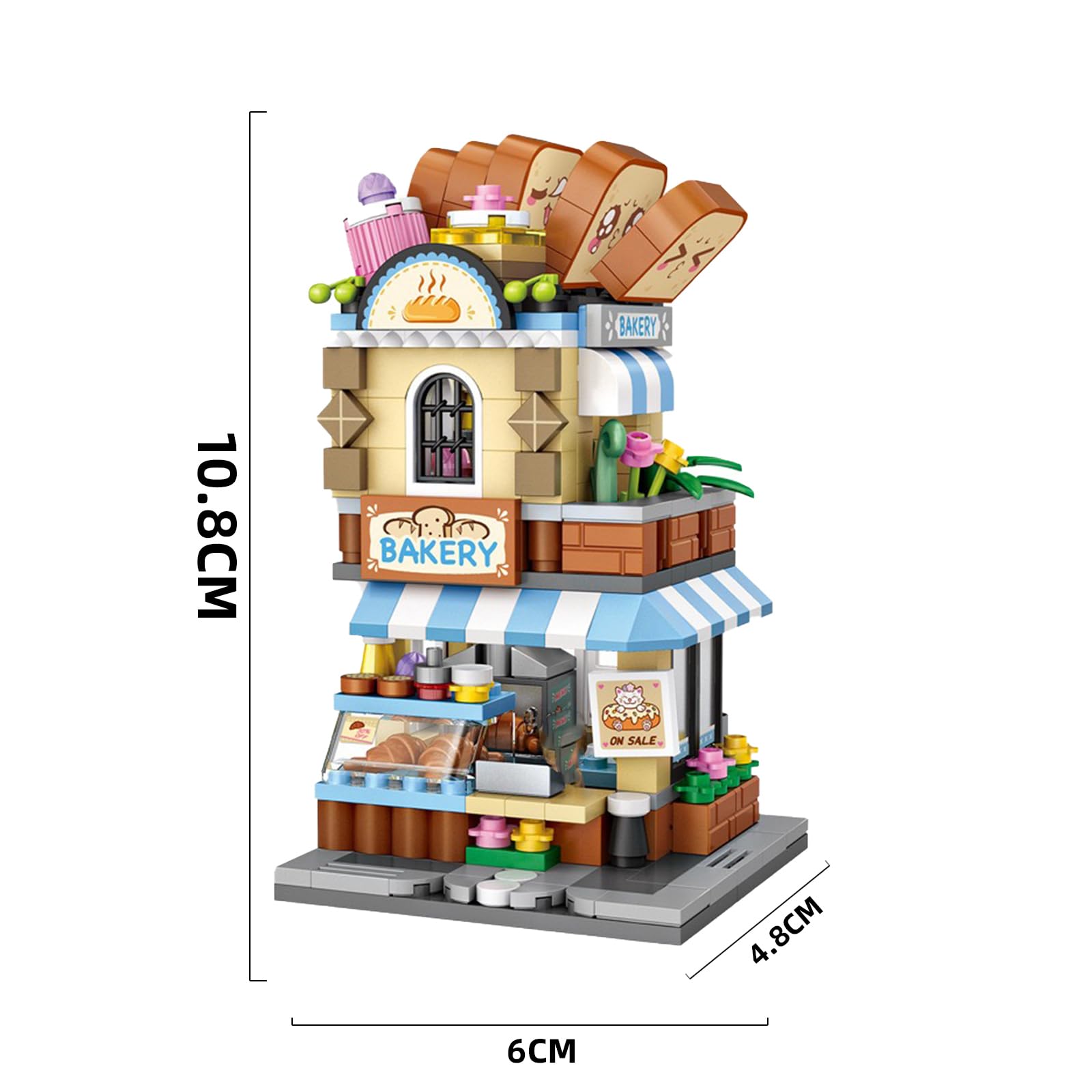 MEIEST Mini City Shop Street View Building Blocks Model Set,Creative DIY Simulation Architecture Collection Particle Construction Building Bricks Toy for Kids Adult Home Decor (Bakery)