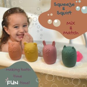 BrushinBella Silicone Bath Toys 4-Pack - Cleanable Silicone Toys with Montessori Stackable Cups - Baby Bath Toys - Dishwasher-Safe Bath Toys - Toddler Tub Toys - Baby Bath Essentials