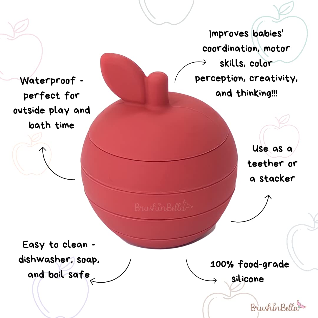 BrushinBella Silicone Stackable Toys - Montessori Silicone Toys - Toddler Stackable Montessori Toys - Dishwasher-Safe Educational Toys - Toddler Silicone Toys – Sensory Watermelon Toys – 7 Layers