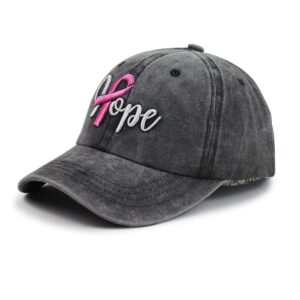 Fight Cancer Inspirational Gifts for Women, Breast Cancer Awareness Decorations Hope Hats, Pink Ribbons Caps for Mom, Grandma, Get Well Soon Gifts Adjustable Cotton Embroidered Baseball Cap