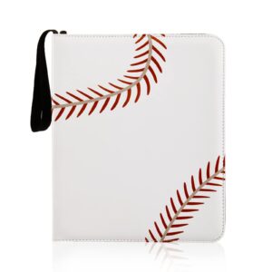 baseball card binder – faux leather card binder with 40 pages – deluxe edition baseball card sleeves for trading cards holds 720 cards – sturdy durable design – display and organize